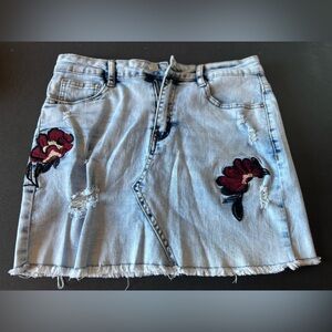 Angel Kiss Light Blue Jean Shorts with Red Embroidery